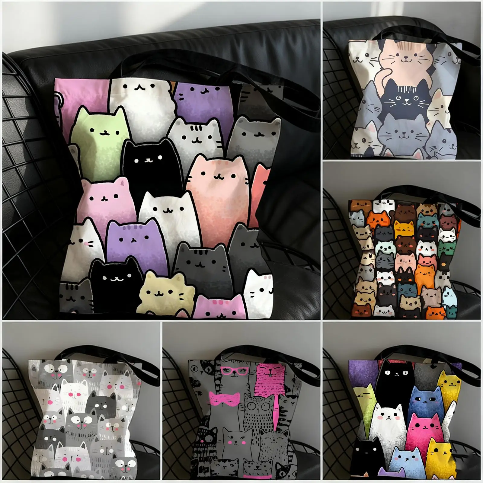 A group of cats Storage Bags Double-Sided Printed Canvas Tote Bag Large Capacity Women Shoulder Handbag
A group of cats Storage Bags Double-Sided Printed Canvas Tote Bag Large Capacity Women Shoulder Handbag