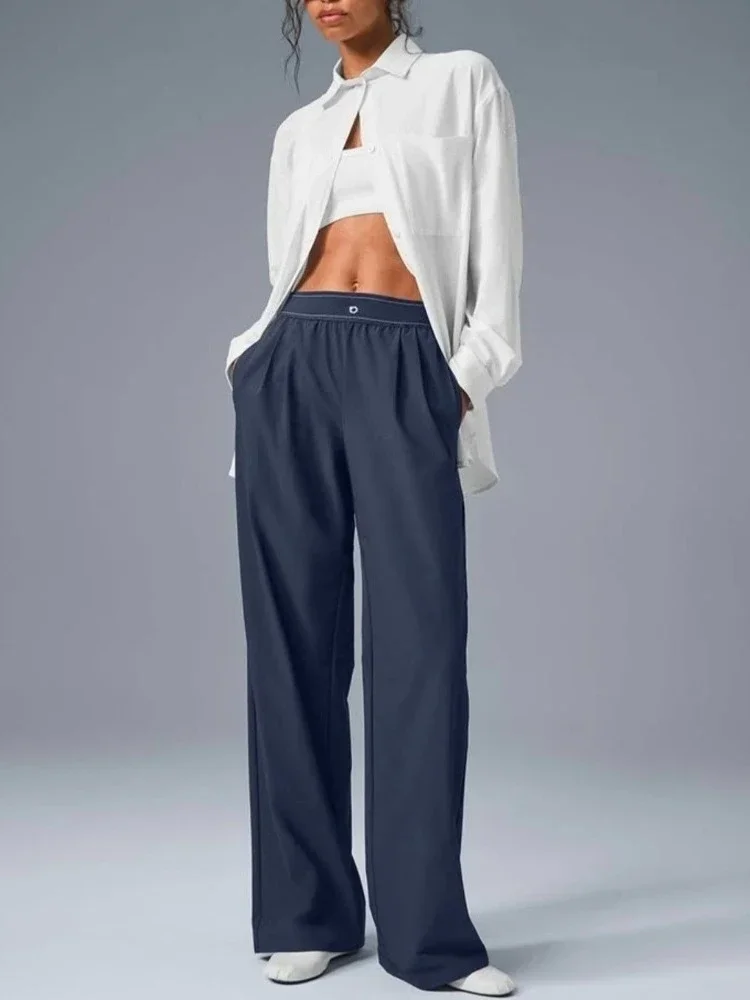 Summer Loose Breathable Leisure Pants Women High-Waist Suit Straight Trousers Elastic Waist Yoga Half Women's Wide Leg Pants
Summer Loose Breathable Leisure Pants Women High-Waist Suit Straight Trousers Elastic Waist Yoga Half Women's Wide Leg Pants