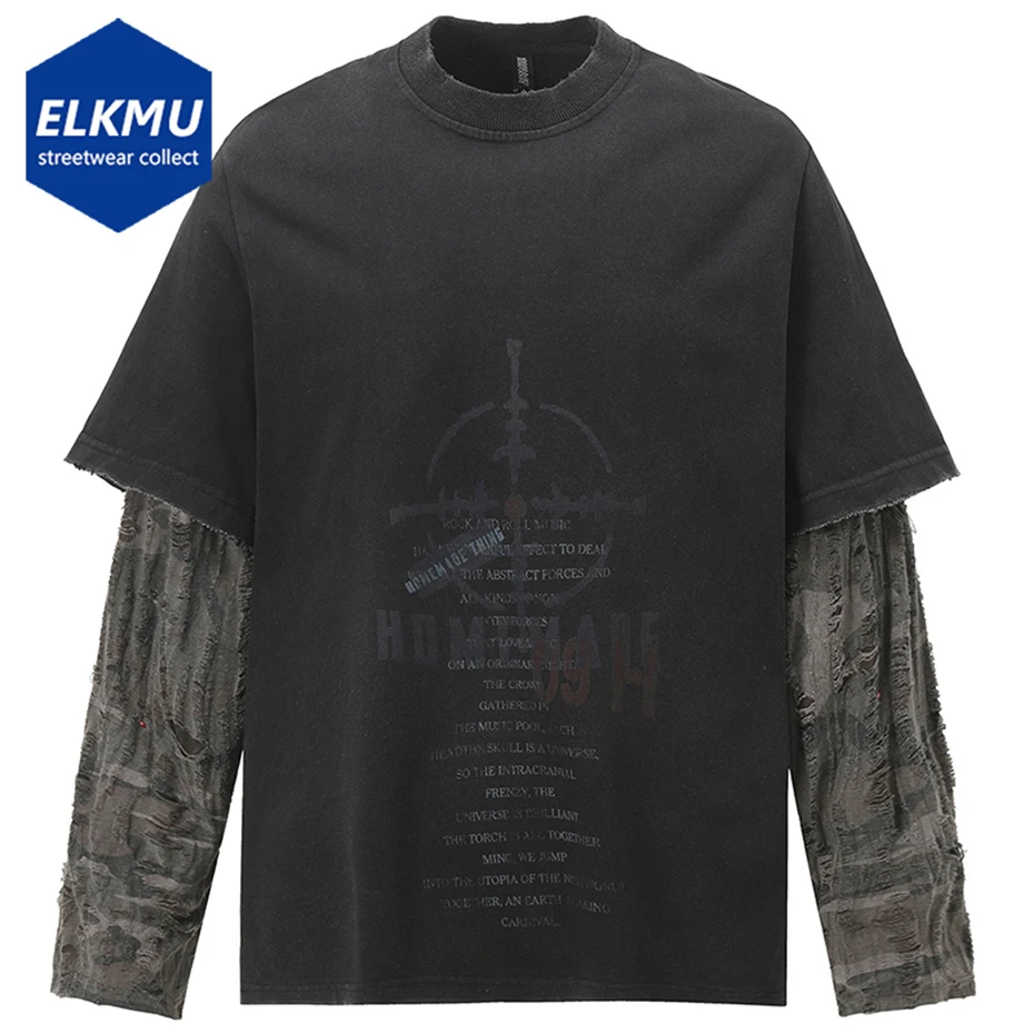 Vintage T Shirt Camouflage Patchwork Fake Two Piece Long Sleeve T-shirt Tee Tops Streetwear Harajuku Hip Hop Oversized Tshirt
Vintage T Shirt Camouflage Patchwork Fake Two Piece Long Sleeve T-shirt Tee Tops Streetwear Harajuku Hip Hop Oversized Tshirt