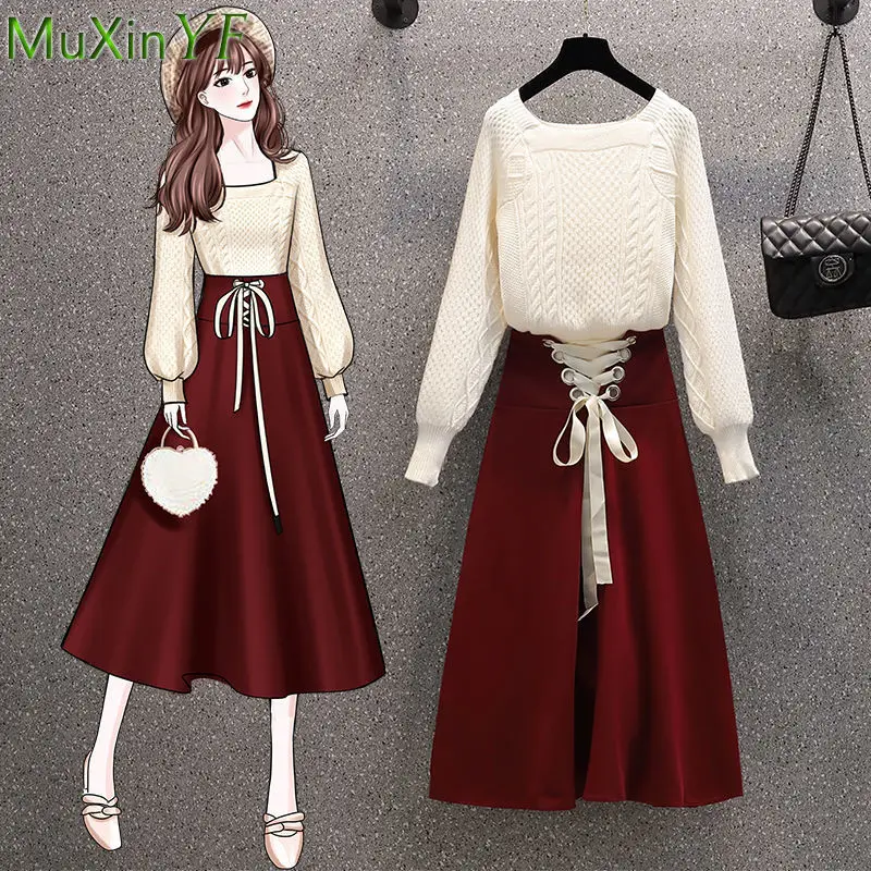 2022 New Korean Women's Graceful Vintage Clothing Lady Square Collar Sweater Red Skirts Outfits French Long Sleeve Knit Pullover
2022 New Korean Women's Graceful Vintage Clothing Lady Square Collar Sweater Red Skirts Outfits French Long Sleeve Knit Pullover