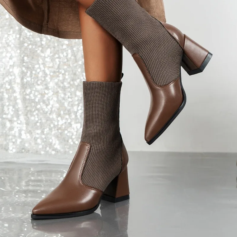 Ladies Shoes 2025 High Quality Designer Women Boots Concise Ankle Boots Women Modern Pointed Toe Med Heel Socks Boots Large Size
Ladies Shoes 2025 High Quality Designer Women Boots Concise Ankle Boots Women Modern Pointed Toe Med Heel Socks Boots Large Size