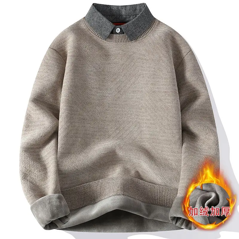 2024 Plush Clothing Men Winter Thermal Knitting Sweater/Male Slim Fit High Quality Shirt Collar Fake two Piece Pullover Sweatres
2024 Plush Clothing Men Winter Thermal Knitting Sweater/Male Slim Fit High Quality Shirt Collar Fake two Piece Pullover Sweatres
