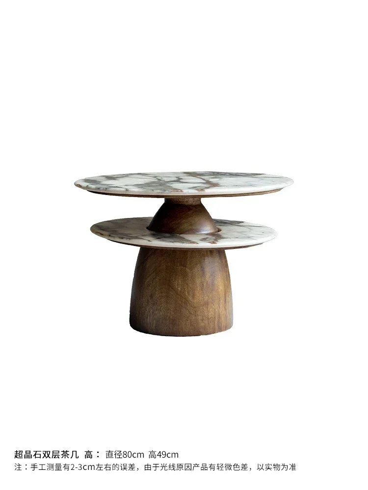 Retro light luxury super crystal stone double-layer solid wood round coffee table B & B creative furniture
Retro light luxury super crystal stone double-layer solid wood round coffee table B & B creative furniture