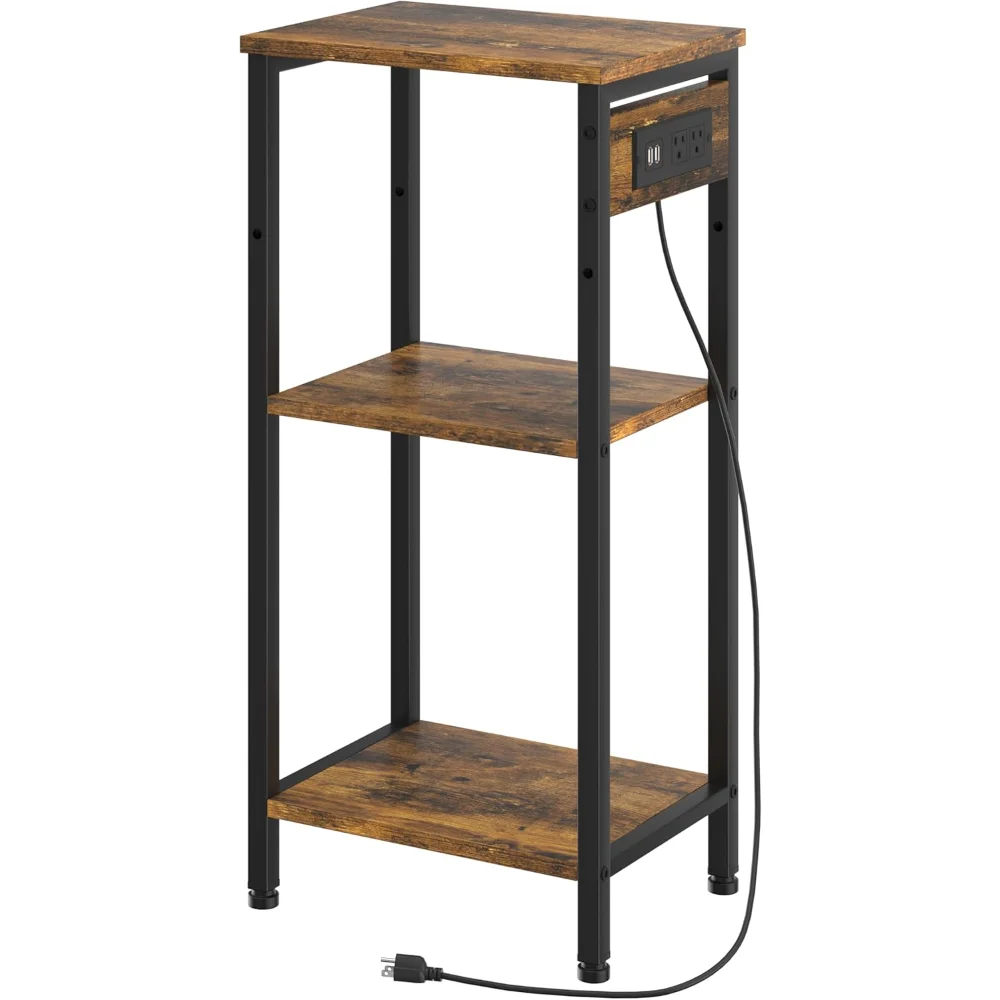 Tall End Table with Charging Station, 3 Tier Narrow Tall Nightstand with Storage, Slim Side Table with USB Ports and Outlets
Tall End Table with Charging Station, 3 Tier Narrow Tall Nightstand with Storage, Slim Side Table with USB Ports and Outlets