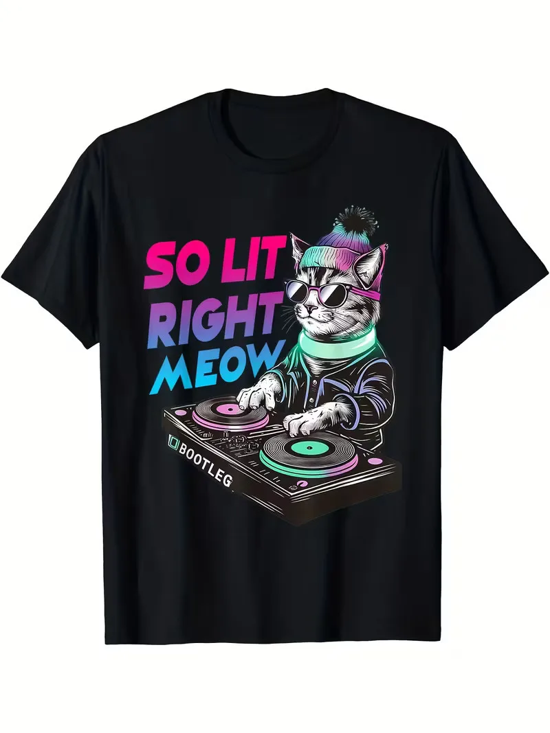 Funny Cat Rave Graphic Tee Tops So Lit Right Meow DJ Cat T-Shirt, Men's T-Shirt
Funny Cat Rave Graphic Tee Tops So Lit Right Meow DJ Cat T-Shirt, Men's T-Shirt