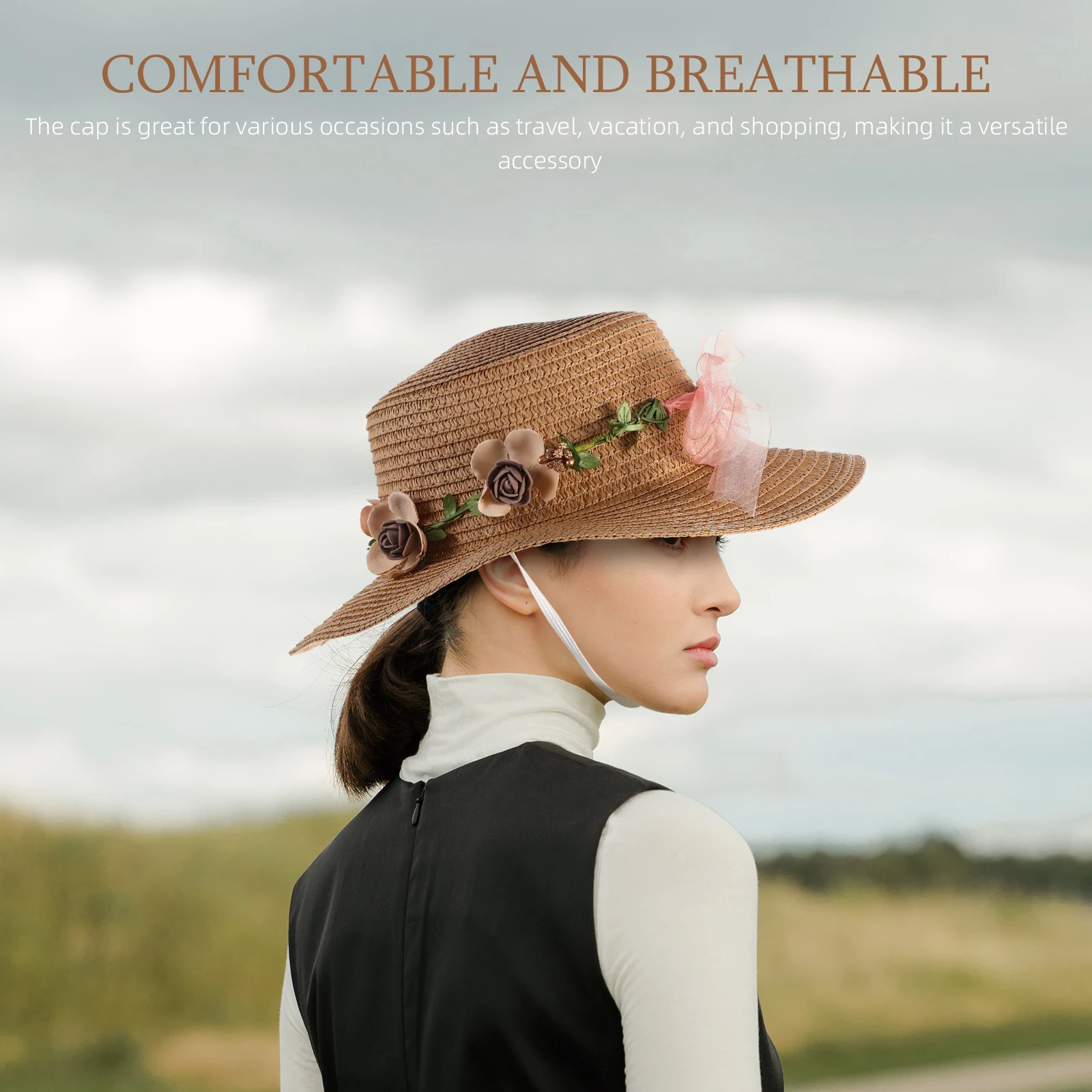 Straw Hat Women Flat Top Wide Brim Sun Protection Summer Travel Khaki Casual Floral Girls Mountaineering Hat Stylish
Straw Hat Women Flat Top Wide Brim Sun Protection Summer Travel Khaki Casual Floral Girls Mountaineering Hat Stylish