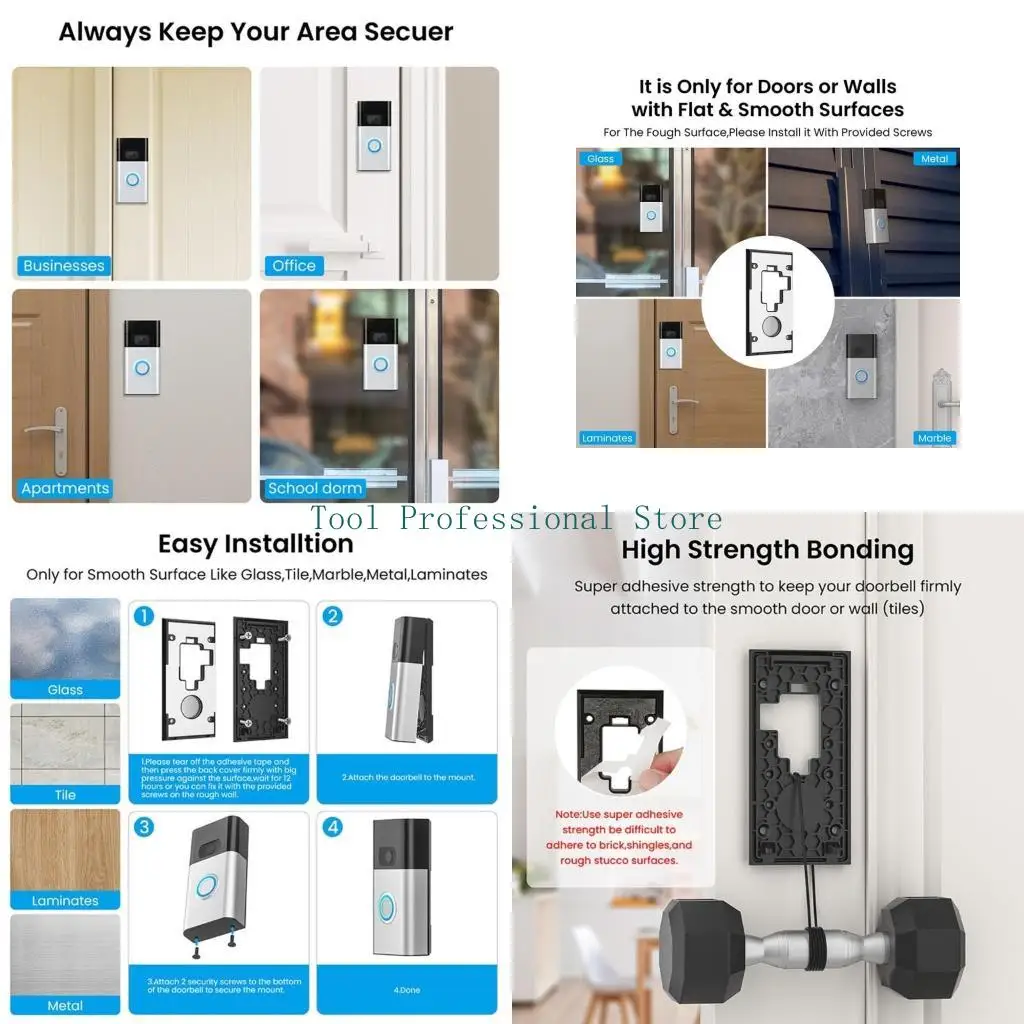 57QF Adhesive Video Doorbell Mount for Models 3 3 Plus 4 Battery Doorbell Plus Professional Includes Installation Set
57QF Adhesive Video Doorbell Mount for Models 3 3 Plus 4 Battery Doorbell Plus Professional Includes Installation Set
