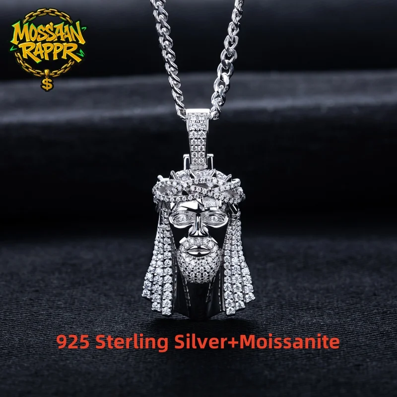 MossanRappr 1.4cttw Moissanite Iced out Christian Jesus Pendant Bling Hip Hop Necklace 925 Sterling Silver Punk Jewelry for Men
MossanRappr 1.4cttw Moissanite Iced out Christian Jesus Pendant Bling Hip Hop Necklace 925 Sterling Silver Punk Jewelry for Men