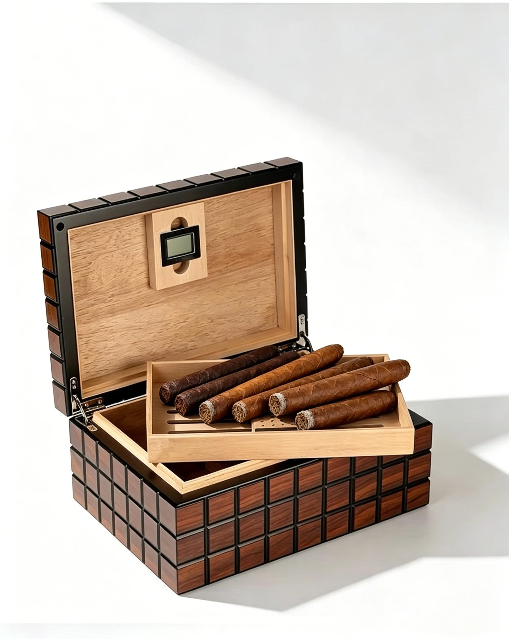 Magic Cube Shaped Cigar Box, Cedar Wood Moisturizing Cigar Box, Built-In Humidifier And Thermometer.
Magic Cube Shaped Cigar Box, Cedar Wood Moisturizing Cigar Box, Built-In Humidifier And Thermometer.
