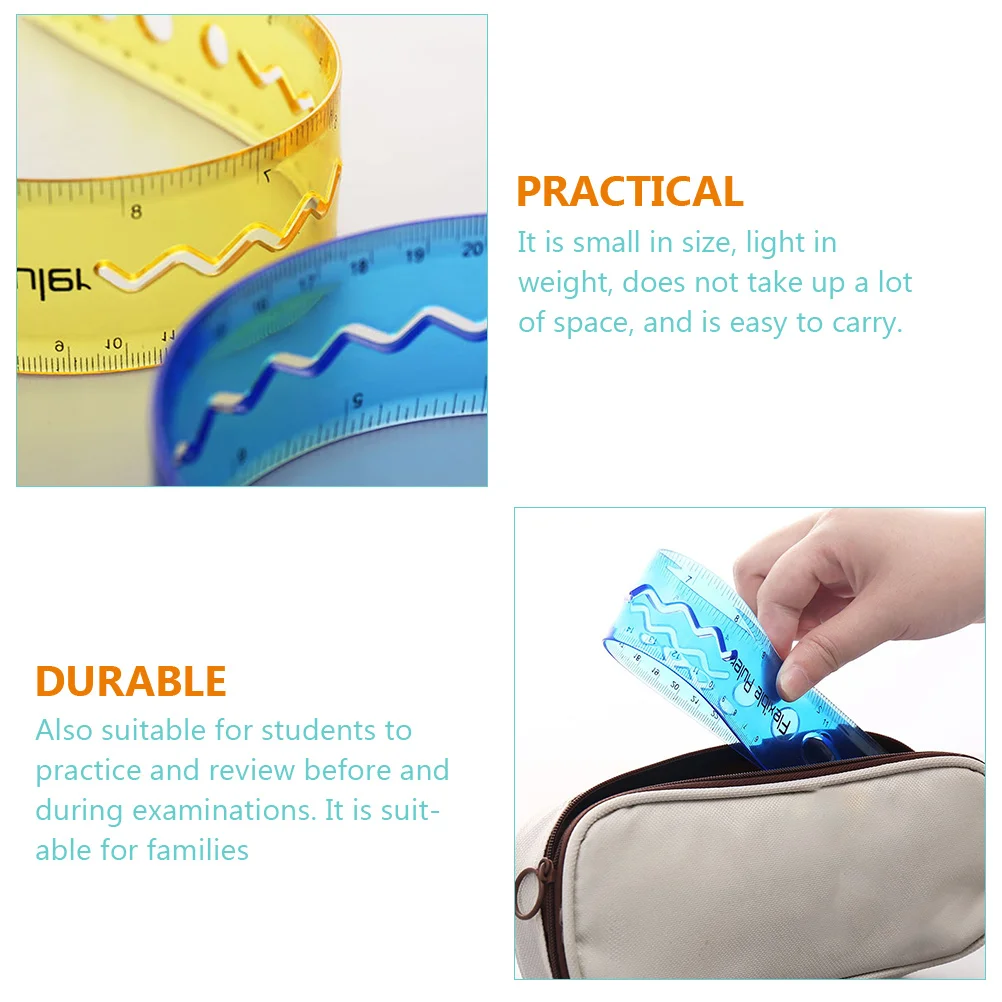 4pcs Soft Drawing Clear Plastic Measuring Tool Multifunctional Flexible Ruler for Students Home Office Wear Resistant
4pcs Soft Drawing Clear Plastic Measuring Tool Multifunctional Flexible Ruler for Students Home Office Wear Resistant