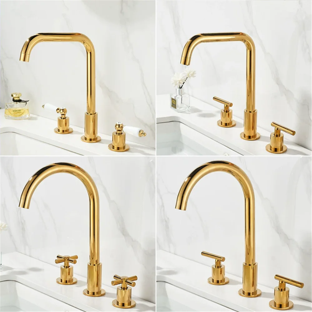 Tuqiu Gold Bathroom Faucet Widespread Basin Faucet Sink Tap Brass Bathroom Sink Faucet 3 Hole Brass Chrome Hot Cold Water Tap
Tuqiu Gold Bathroom Faucet Widespread Basin Faucet Sink Tap Brass Bathroom Sink Faucet 3 Hole Brass Chrome Hot Cold Water Tap