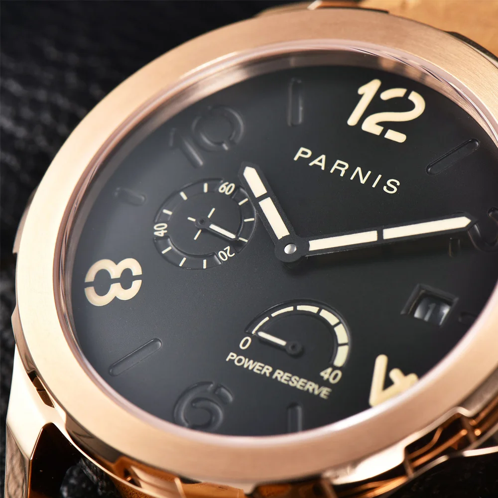 Fashion Parnis 44mm Rose Gold Automatic Menchanical Men's Watches Leather Strap Sapphire Crystal Wristwatches For Men 2023 Gift
Fashion Parnis 44mm Rose Gold Automatic Menchanical Men's Watches Leather Strap Sapphire Crystal Wristwatches For Men 2023 Gift