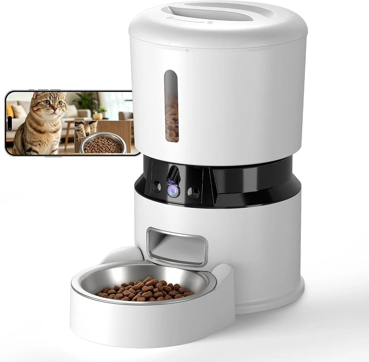 Automatic Cat Feeder with 2K Dual Cameras, 5G WiFi Smart Cat Food Dispenser with Night Vision 4MP, 2-Way Audio, App Control, 4L
Automatic Cat Feeder with 2K Dual Cameras, 5G WiFi Smart Cat Food Dispenser with Night Vision 4MP, 2-Way Audio, App Control, 4L
