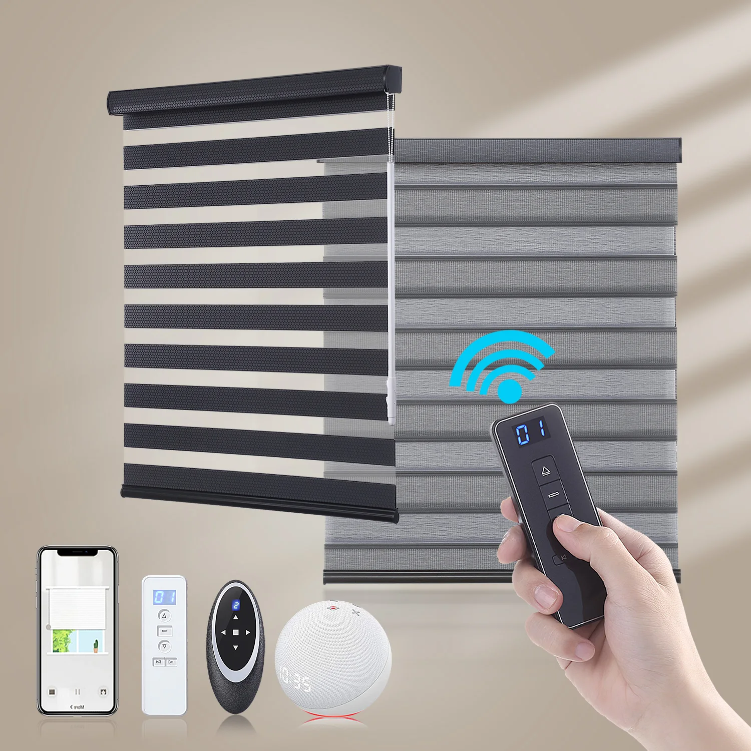 Smart Motorized Zebra Shades Electric Remote Control Blackout Window Motorized Zebra Blinds Day and Night Blinds
Smart Motorized Zebra Shades Electric Remote Control Blackout Window Motorized Zebra Blinds Day and Night Blinds