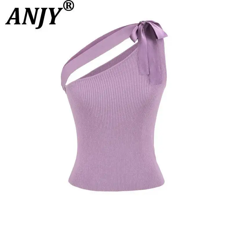 ANJY Summer New Women American Style Hot Girl One-Shoulder Bow-Tie Design Sleeveless Knitted Vest Slim Fit Short Tank Top A23738
ANJY Summer New Women American Style Hot Girl One-Shoulder Bow-Tie Design Sleeveless Knitted Vest Slim Fit Short Tank Top A23738