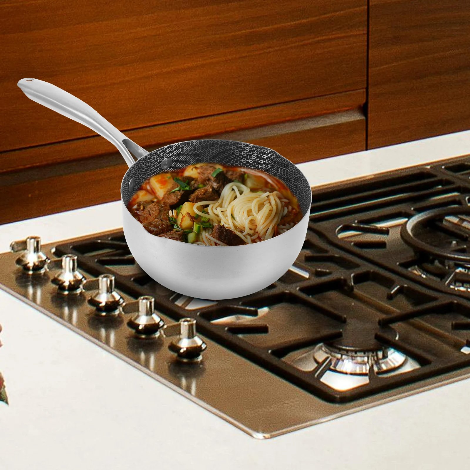 Stainless Steel Snow Pan Honeycomb Nonstick Skillet Fry Pan for Kitchen Cookware Compatible All Stoves Easy Clean
Stainless Steel Snow Pan Honeycomb Nonstick Skillet Fry Pan for Kitchen Cookware Compatible All Stoves Easy Clean