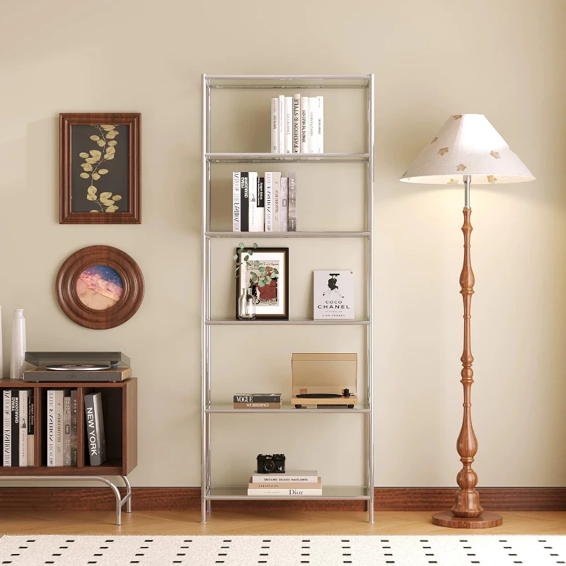 Medieval stainless steel shelves, floor-to-ceiling multi-layer glass office bookshelves
Medieval stainless steel shelves, floor-to-ceiling multi-layer glass office bookshelves