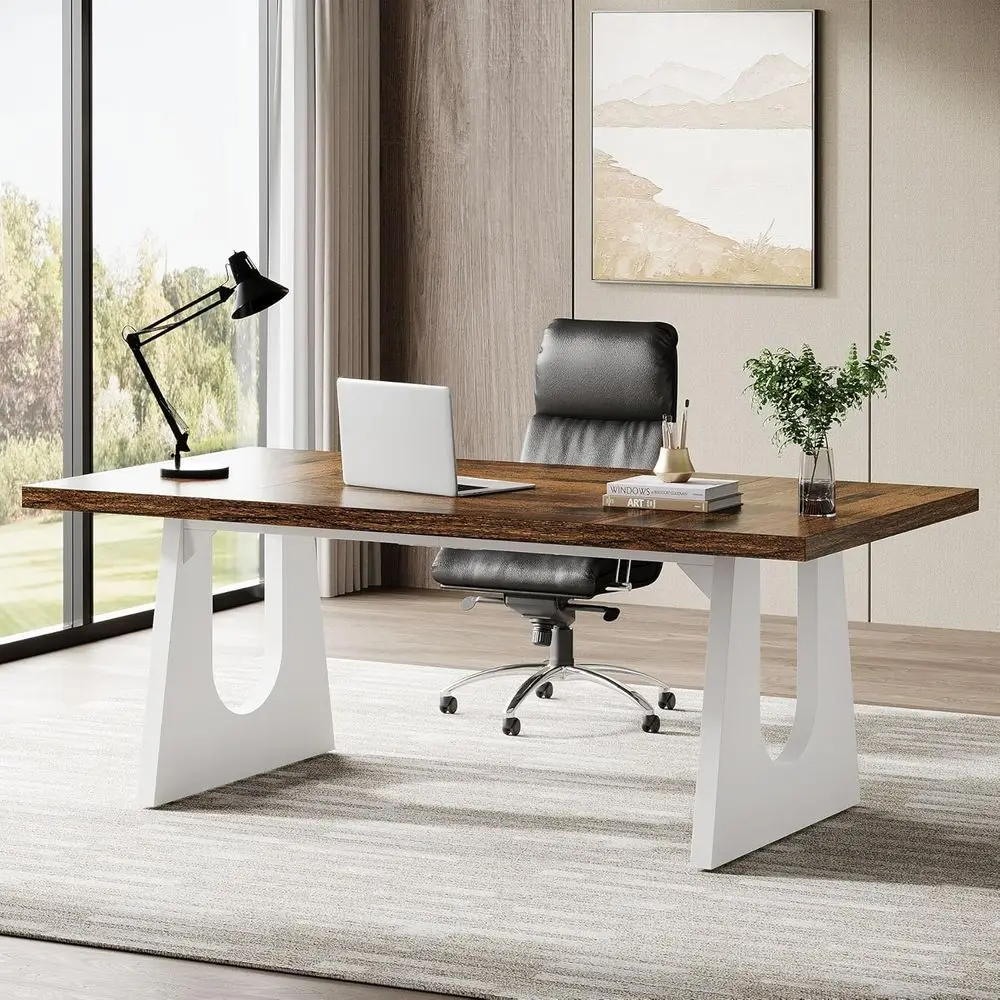 Large 70.86 Executive Office Desk with Double Pedestal, Modern Simple Style Writing Table for Home or Office (Brown & White)
Large 70.86 Executive Office Desk with Double Pedestal, Modern Simple Style Writing Table for Home or Office (Brown & White)