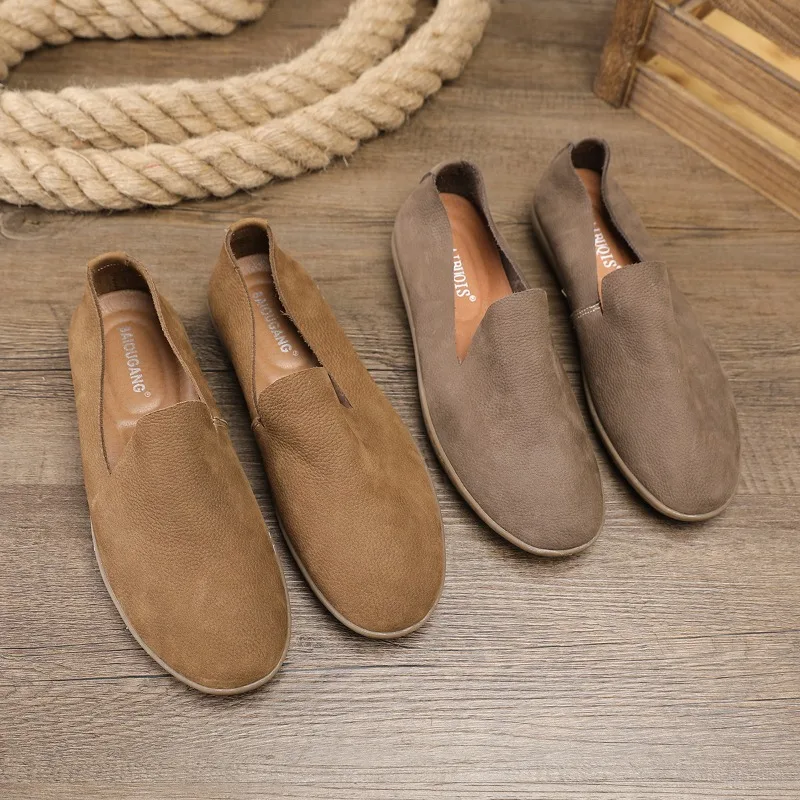 2026 Handmade Top Layer Cowhide Leather Shoes Breathable Lightweight Loafers Men High Quality Soft Leather Driving Shoes for Men
2026 Handmade Top Layer Cowhide Leather Shoes Breathable Lightweight Loafers Men High Quality Soft Leather Driving Shoes for Men