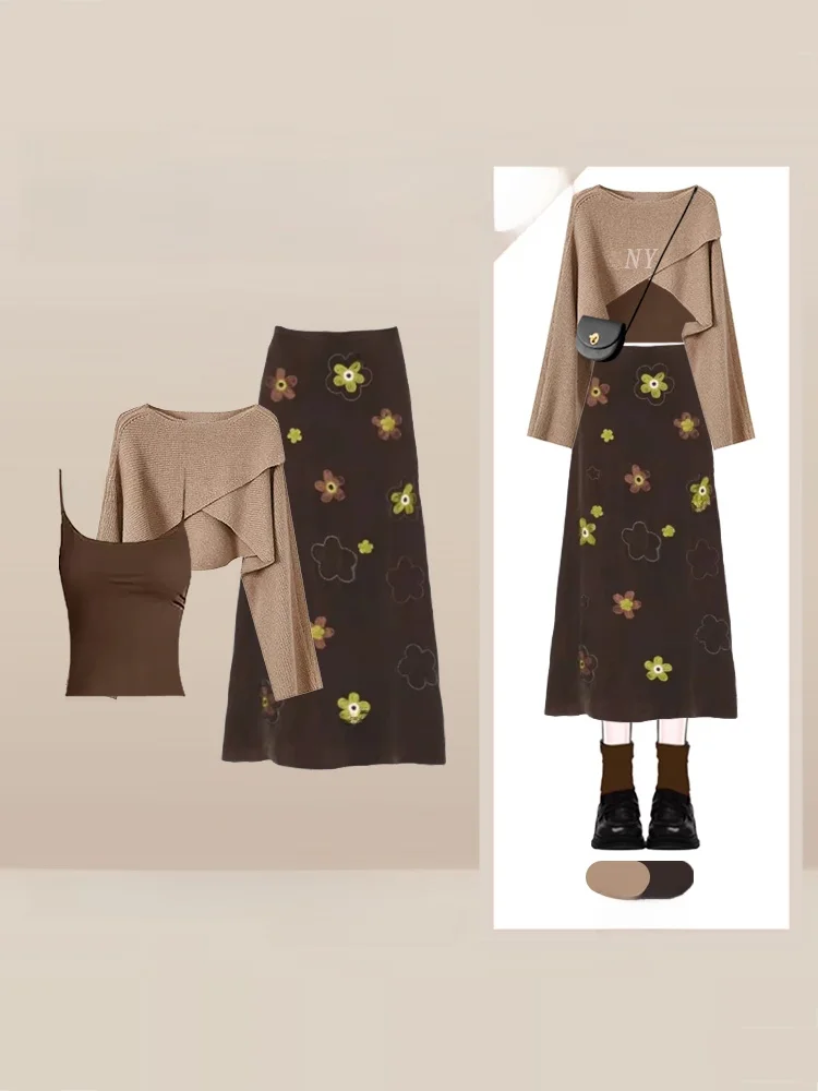 Женский вязаный свитер с цветочным принтом в стиле ретро, юбка с высокой талией, комплект из двух предметов, круглый осенне-зимний ансамбль Faion
Женский вязаный свитер с цветочным принтом в стиле ретро, юбка с высокой талией, комплект из двух предметов, круглый осенне-зимний ансамбль Faion