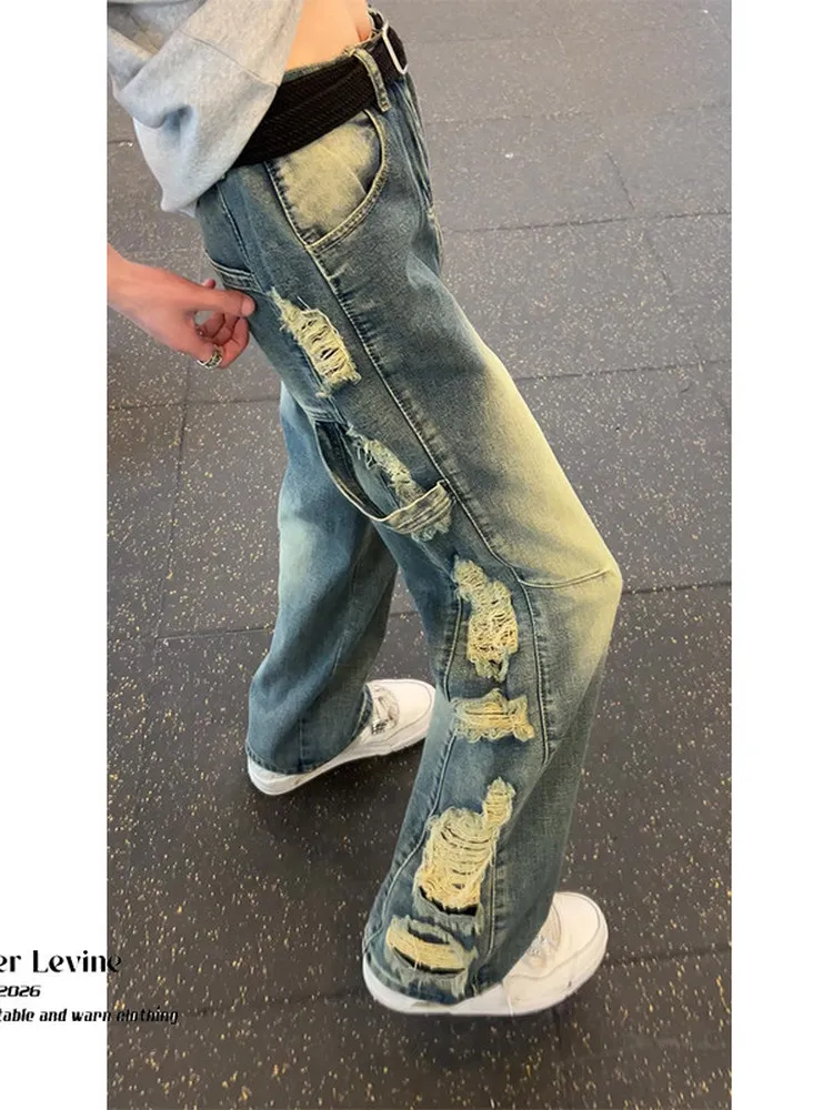 Retro American Washed Men's Jeans Summer New High Street Wide Leg Pants Versatile Street Trend Brand Long Trousers
Retro American Washed Men's Jeans Summer New High Street Wide Leg Pants Versatile Street Trend Brand Long Trousers