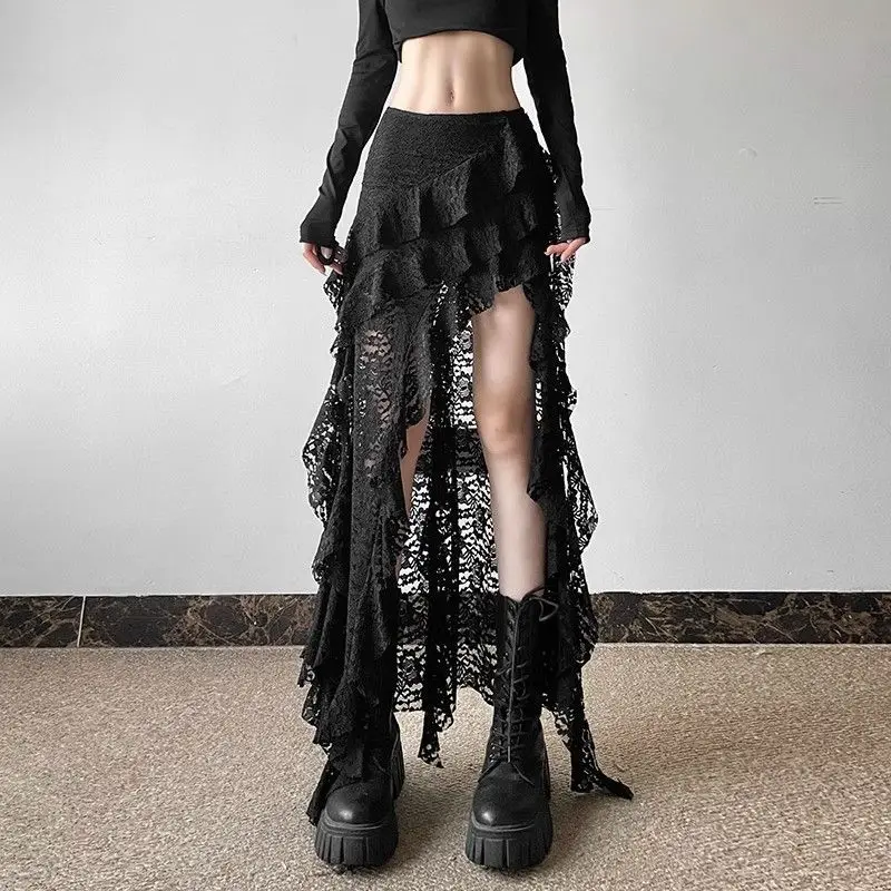 Sexy High Waist Lace Ruffles Skirts Women Spring Irregular Y2k Skirts Women Fashion Black Patchwork Party Clubwear Gothic
Sexy High Waist Lace Ruffles Skirts Women Spring Irregular Y2k Skirts Women Fashion Black Patchwork Party Clubwear Gothic