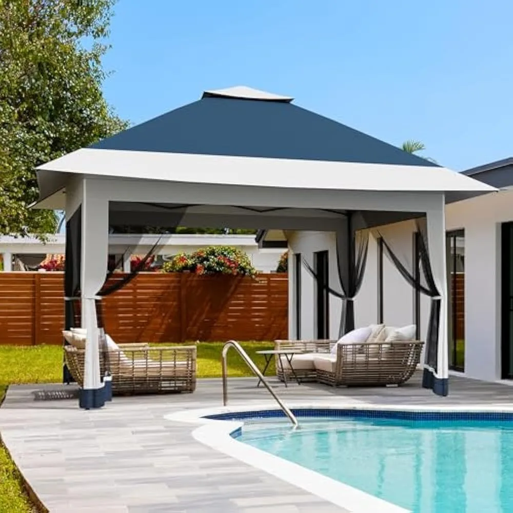 Pop Up Gazebo Tent, 13x13 Canopy Patio Shelter w/Mosquito Netting, Double Roof Screened Canopy for Outside Garden, Backyard
Pop Up Gazebo Tent, 13x13 Canopy Patio Shelter w/Mosquito Netting, Double Roof Screened Canopy for Outside Garden, Backyard