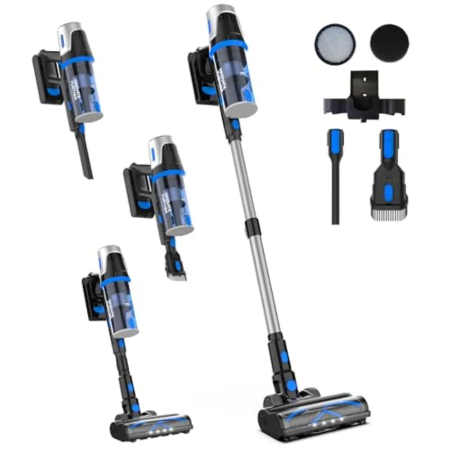 Cordless Vacuum Cleaner for Home Pet Hair on Carpet Hardwood - Blue, 65KPa Suction, 65Mins Runtime, Anti-Tangle Self-Standing,
Cordless Vacuum Cleaner for Home Pet Hair on Carpet Hardwood - Blue, 65KPa Suction, 65Mins Runtime, Anti-Tangle Self-Standing,