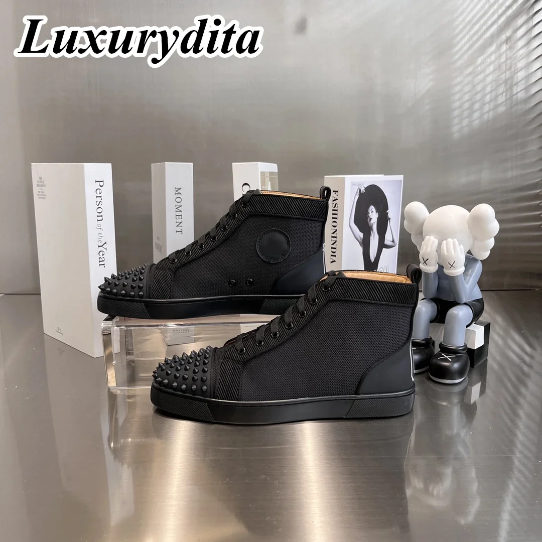 Top Quality Womens Trendy Casual Sneakers Luxury Mens Real Leather Tennis Shoes Designr Red Sole Tide Lovers Rivet Shoes HJ1240
Top Quality Womens Trendy Casual Sneakers Luxury Mens Real Leather Tennis Shoes Designr Red Sole Tide Lovers Rivet Shoes HJ1240