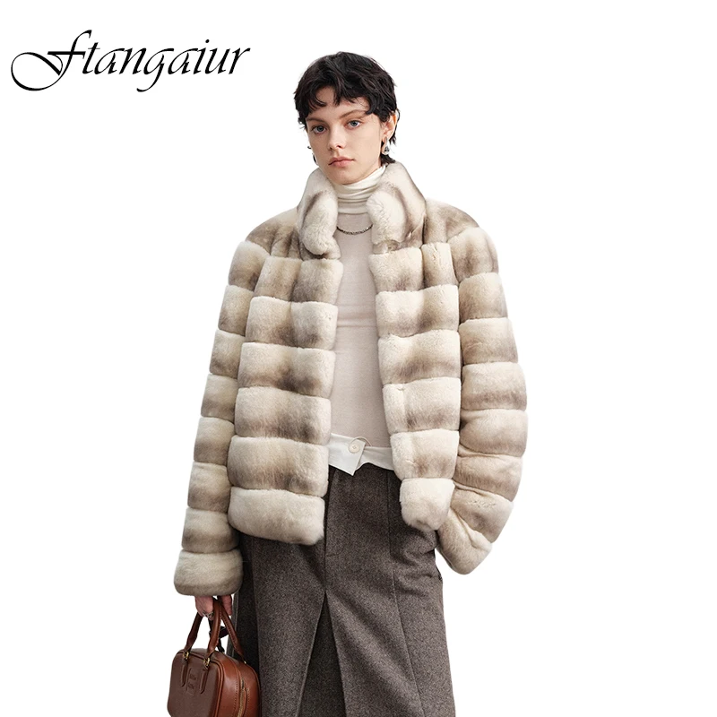 Зимнее импортное пальто из меха кролика рекс Ftangaiur, с длинными рукавами, свободного кроя, с воротником-стойкой, в полоску, короткое, из натурального меха кролика рекс
Зимнее импортное пальто из меха кролика рекс Ftangaiur, с длинными рукавами, свободного кроя, с воротником-стойкой, в полоску, короткое, из натурального меха кролика рекс