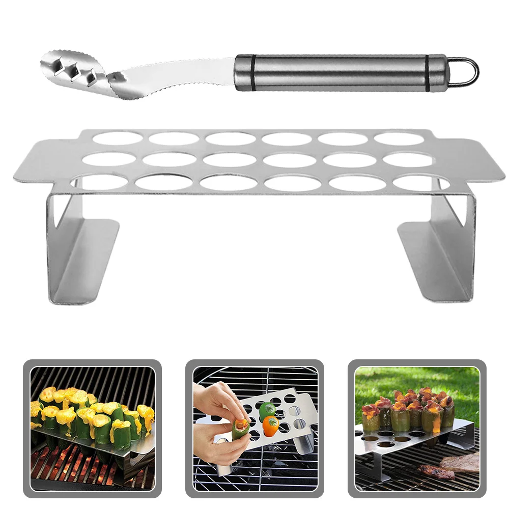 1 Set Stainless Steel Pepper Corer Tool Chili Grill Rack For Bbq Roasting Outdoor Barbecue Chicken Leg Holder Oven Grill Stand
1 Set Stainless Steel Pepper Corer Tool Chili Grill Rack For Bbq Roasting Outdoor Barbecue Chicken Leg Holder Oven Grill Stand