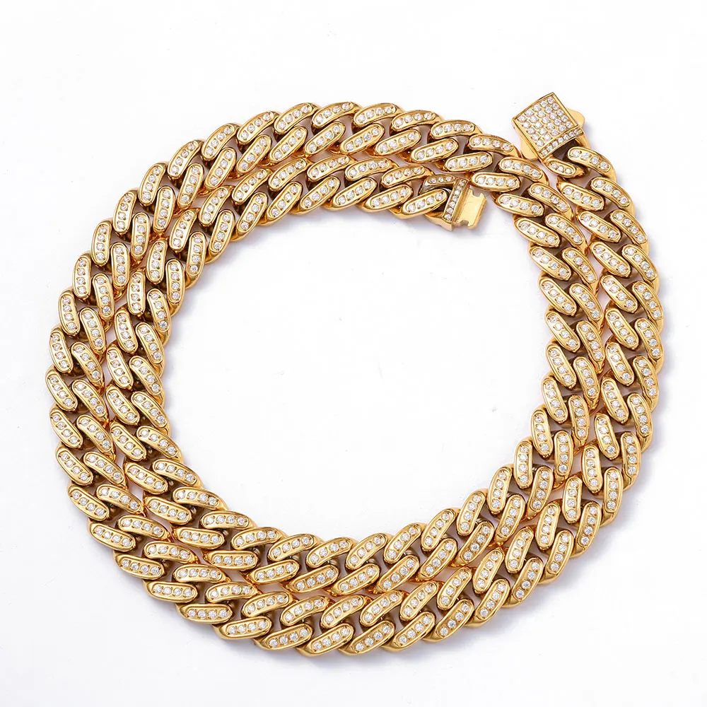 ESKEEM Stainless Steel Miami Cuban Link Chain 12mm Width Hip Hop PVD Plated 18K Gold Iced Out Cuban Necklace Bracelet Men Women
ESKEEM Stainless Steel Miami Cuban Link Chain 12mm Width Hip Hop PVD Plated 18K Gold Iced Out Cuban Necklace Bracelet Men Women