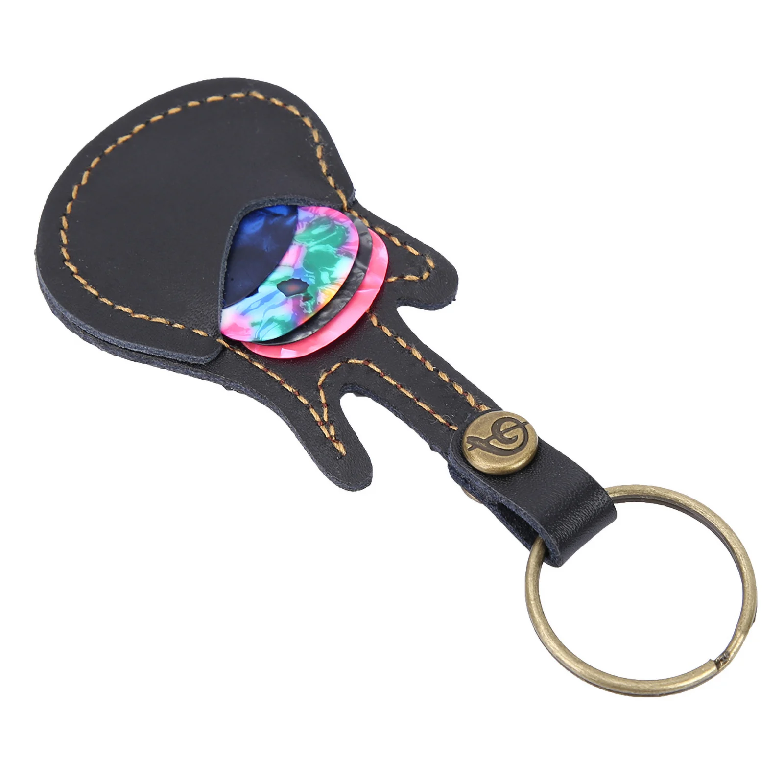 Portable Leather Brass Guitar Pick Bag Sleeve Holder with 5 Random Color Picks, Black, 12 x 5.2cm / 4.7 x 2in, Includes Pick
Portable Leather Brass Guitar Pick Bag Sleeve Holder with 5 Random Color Picks, Black, 12 x 5.2cm / 4.7 x 2in, Includes Pick