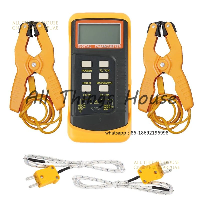 2026 New Digital K Type Thermocouple Thermometer(-50-1300°C) Dual Channel, 2 Thermometer Pipe Clamp and 2 Sensor Probes
2026 New Digital K Type Thermocouple Thermometer(-50-1300°C) Dual Channel, 2 Thermometer Pipe Clamp and 2 Sensor Probes
