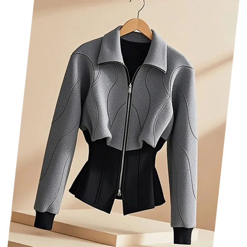 Plus Velvet Spring Autumn 2025 Popular Explosions Fashion Wild Tops Gray Splicing Lapels Long Sleeves And Waist Sweater Coats
Plus Velvet Spring Autumn 2025 Popular Explosions Fashion Wild Tops Gray Splicing Lapels Long Sleeves And Waist Sweater Coats