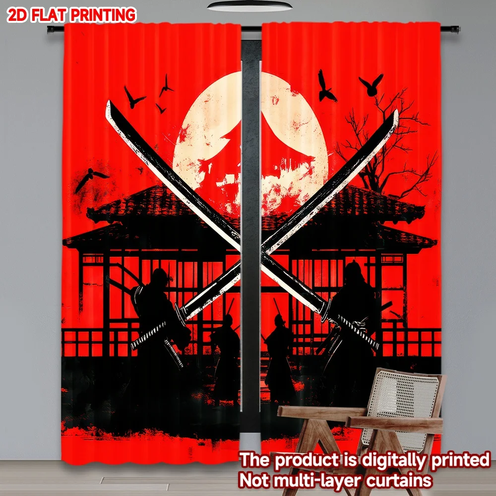 2D flat printing 2pcs Drapes Samurai Under Red Moon Digital Printed Polyester Drapes Birthday Party Perfect for New Year
2D flat printing 2pcs Drapes Samurai Under Red Moon Digital Printed Polyester Drapes Birthday Party Perfect for New Year