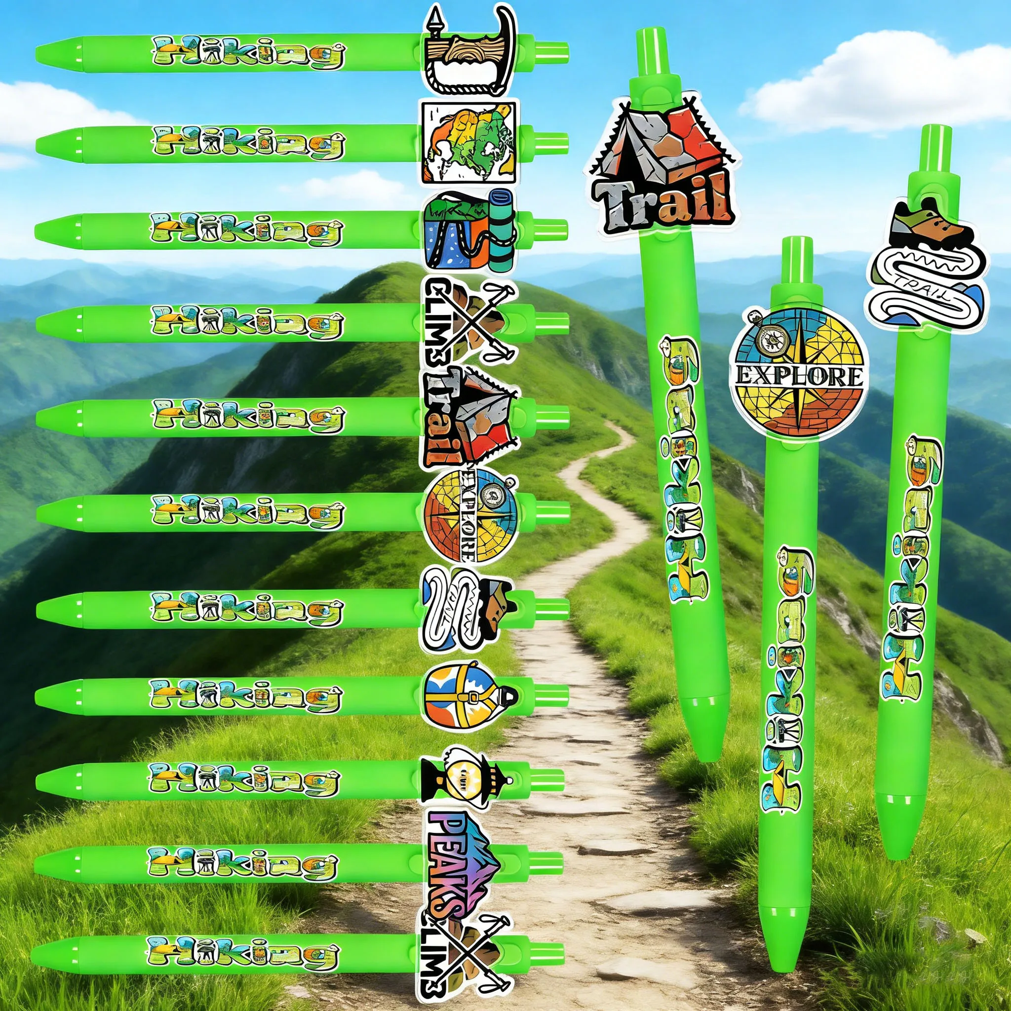 10pcs/14pcs Outdoor Travel Mountaineering Pattern Ballpoint Pen Green Pen Holder Sports Style Student Office Writing Pen
10pcs/14pcs Outdoor Travel Mountaineering Pattern Ballpoint Pen Green Pen Holder Sports Style Student Office Writing Pen