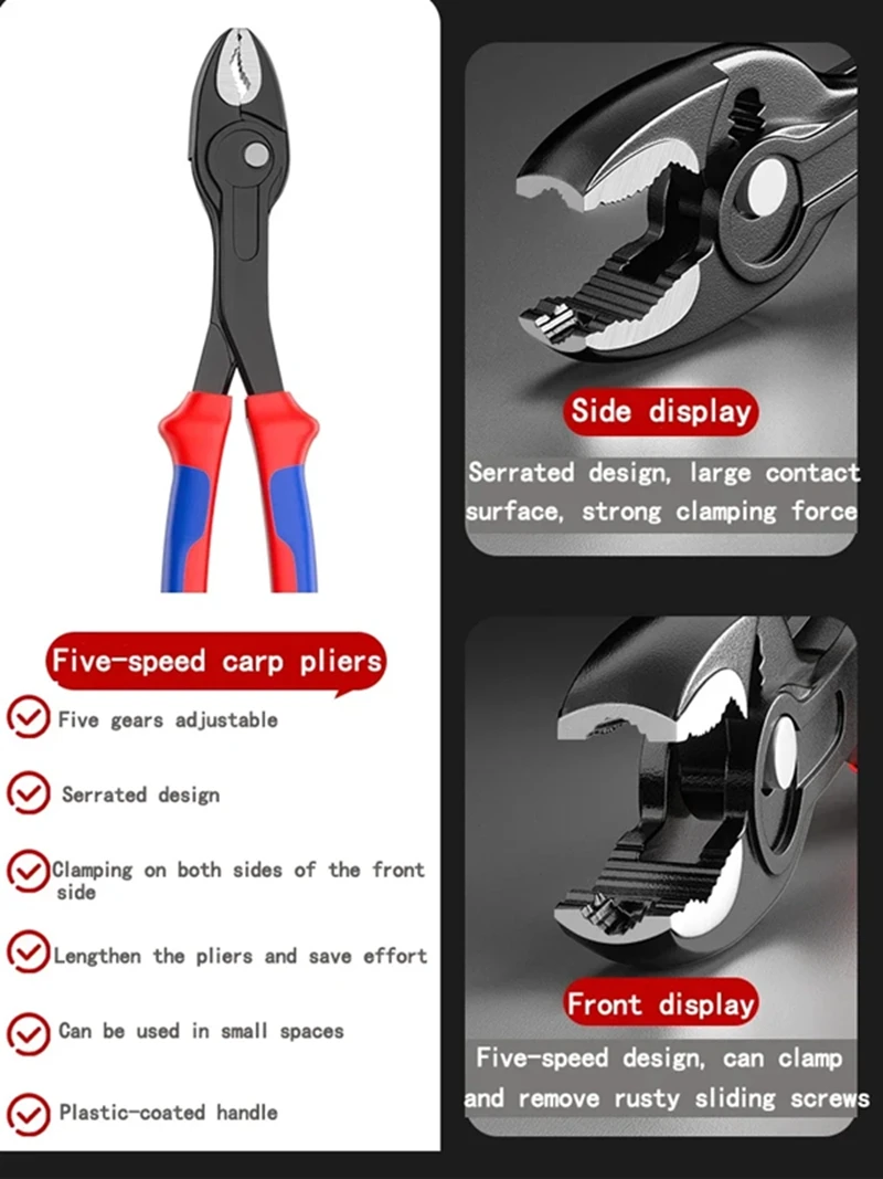 8-inch Carp Plier Adjustable Multifunctional Pump Pliers, Large Opening Pliers, Multipurpose Power Pliers for Plumbing & DIY
8-inch Carp Plier Adjustable Multifunctional Pump Pliers, Large Opening Pliers, Multipurpose Power Pliers for Plumbing & DIY