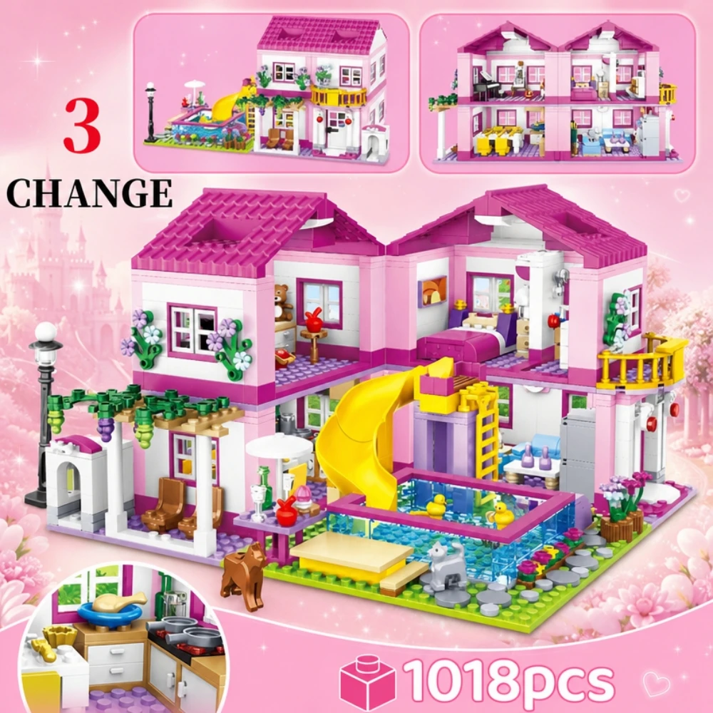 FUNXINEE NEW 1018pcs Pink Summer Villa Building Blocks 3 In 1 Pool Architecture Bricks Model Creative DIY Toy Kids Girls Gift
FUNXINEE NEW 1018pcs Pink Summer Villa Building Blocks 3 In 1 Pool Architecture Bricks Model Creative DIY Toy Kids Girls Gift