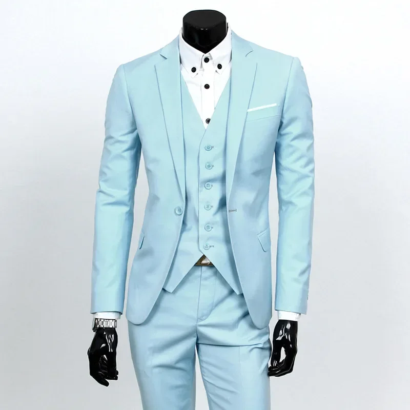 Spring Autumn New Fashion Men's Casual Business Solid Color One-button Suit Blazers Pants Waistcoat Male 3 Pieces of Suit Sets
Spring Autumn New Fashion Men's Casual Business Solid Color One-button Suit Blazers Pants Waistcoat Male 3 Pieces of Suit Sets