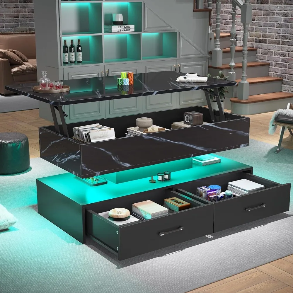 40" Lift Top Coffee Table, Coffee Tables with Storage for Living Room, Small Coffee Table with 2 Drawers & LED, Customized
40" Lift Top Coffee Table, Coffee Tables with Storage for Living Room, Small Coffee Table with 2 Drawers & LED, Customized