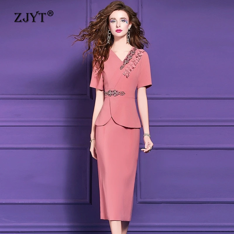 ZJYT Women's Elegant Luxury Beaded V-Neck Short-Sleeve Formal Long Party Dress Summer 2025 Special Occasion Red Pink Vestidos
ZJYT Women's Elegant Luxury Beaded V-Neck Short-Sleeve Formal Long Party Dress Summer 2025 Special Occasion Red Pink Vestidos