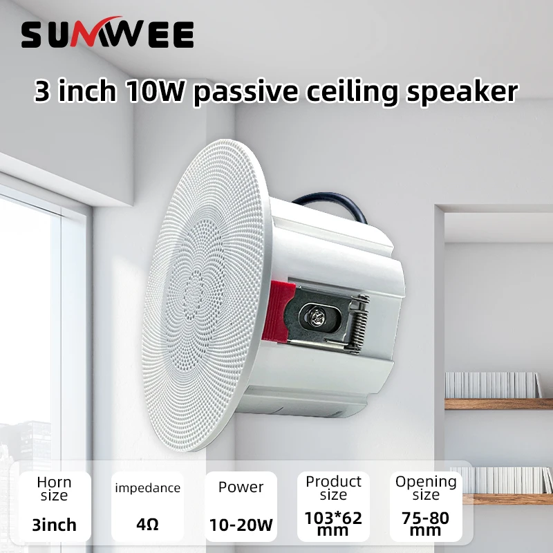 3 inch 4 Ohms Ceiling Speaker Home Audio 10-20W Passive Speaker Home Recessed Speaker System For Indoor Kitchen Bedroom Bathroom
3 inch 4 Ohms Ceiling Speaker Home Audio 10-20W Passive Speaker Home Recessed Speaker System For Indoor Kitchen Bedroom Bathroom
