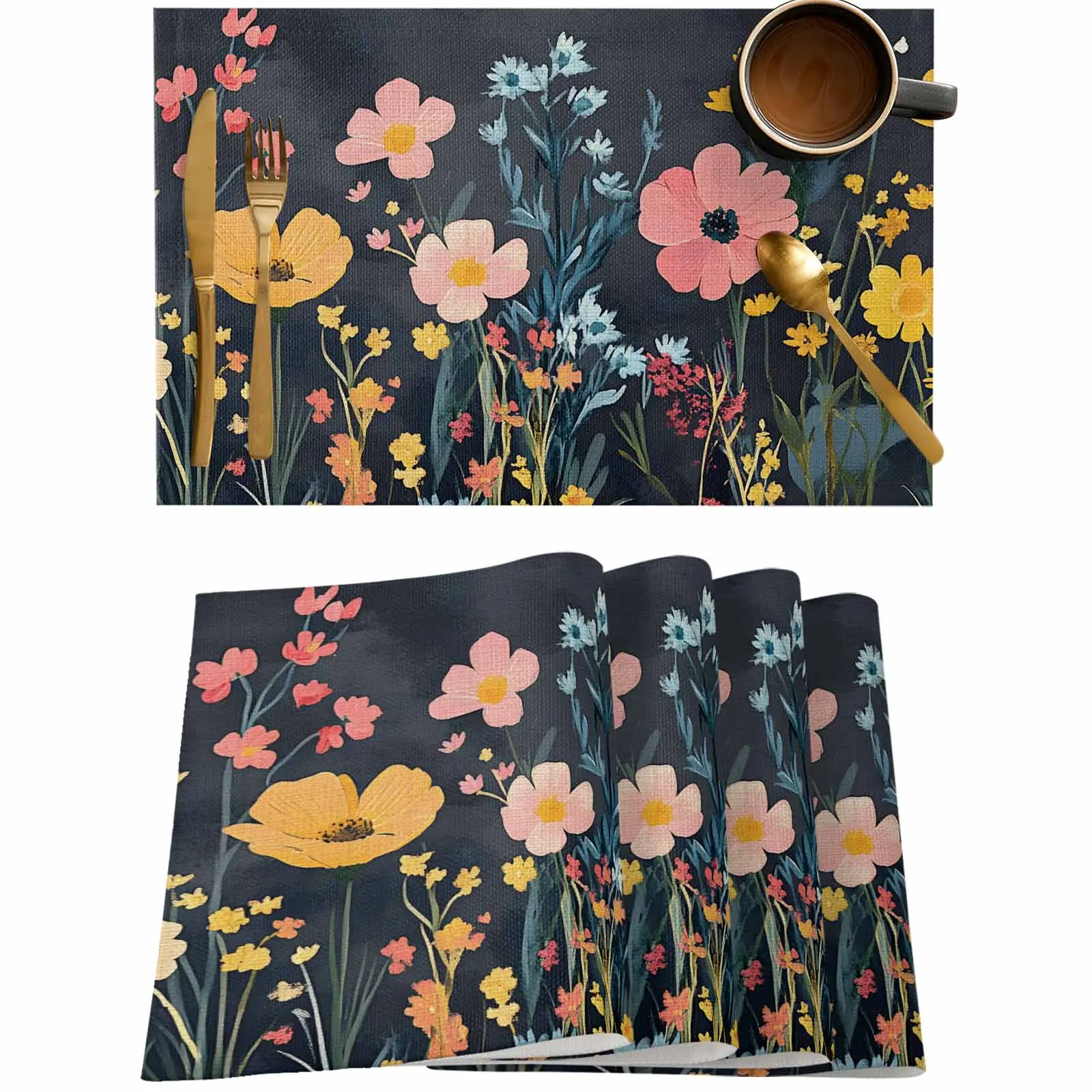 Black Retro Pastoral Pink Spring Flowers Kitchen Tableware Cup Bottle Placemat Coffee Pads 4/6pcs Desktop Mats
Black Retro Pastoral Pink Spring Flowers Kitchen Tableware Cup Bottle Placemat Coffee Pads 4/6pcs Desktop Mats