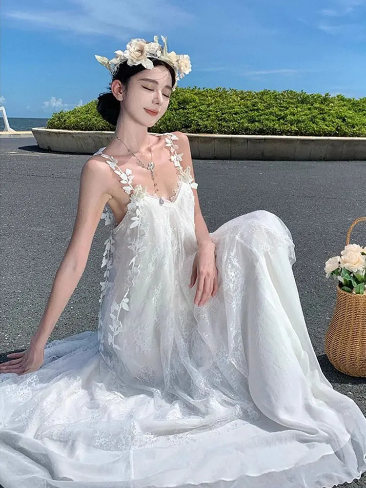Holiday Beach Lace Patchwork Long Dress Lady Fairy Camisole Long Skirt Women Tank Sleeveless Sundress Summer White Dresses C161
Holiday Beach Lace Patchwork Long Dress Lady Fairy Camisole Long Skirt Women Tank Sleeveless Sundress Summer White Dresses C161