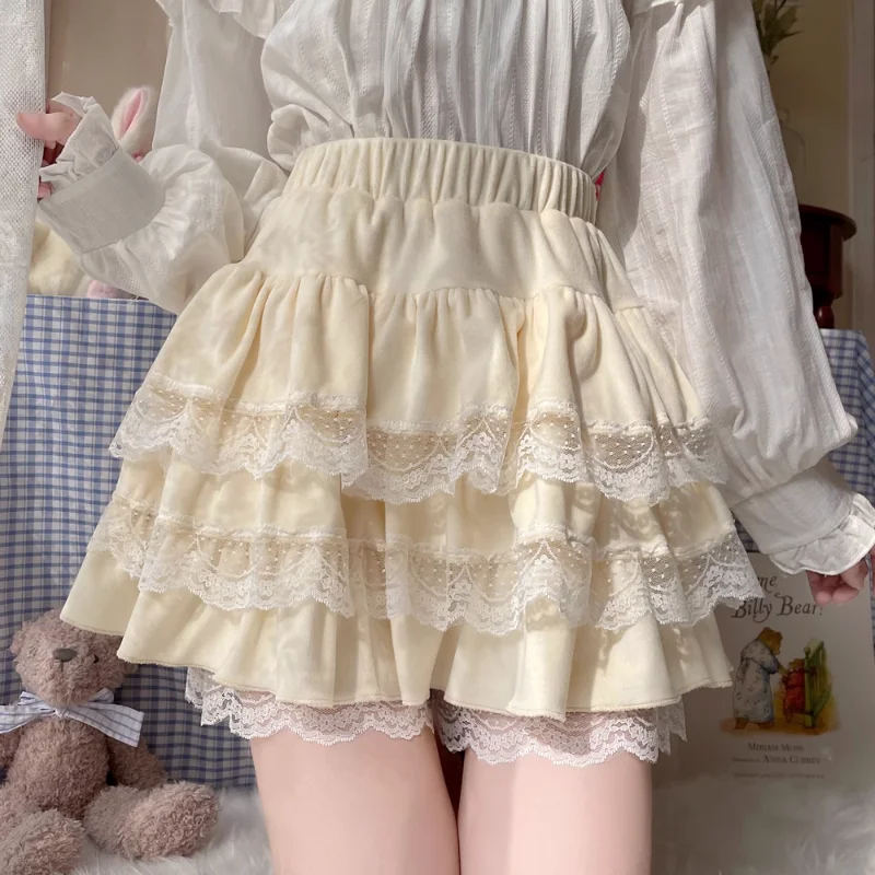 Japanese Style Kawaii Lolita Skirt Women Autumn Winter Sweet Lace Mini Cake Skirt Female Korea Princess Cute Party Skirt Shorts
Japanese Style Kawaii Lolita Skirt Women Autumn Winter Sweet Lace Mini Cake Skirt Female Korea Princess Cute Party Skirt Shorts