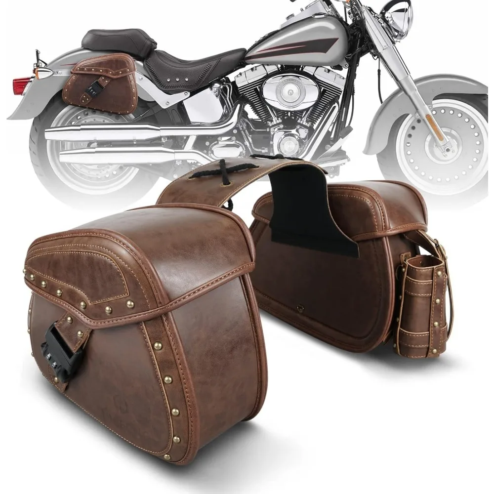 PU Leather Motorcycle Saddlebags with Cup Holder Reinforced Straps Lock Brown
PU Leather Motorcycle Saddlebags with Cup Holder Reinforced Straps Lock Brown