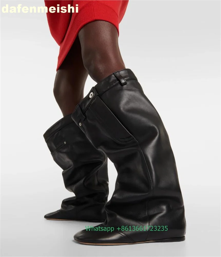 Loose Pleated Trouser Women Boots Wedge Heel Fashion Straight Boots Mid-Heel High-Tube Knight Women's Boots Black Long Boots
Loose Pleated Trouser Women Boots Wedge Heel Fashion Straight Boots Mid-Heel High-Tube Knight Women's Boots Black Long Boots