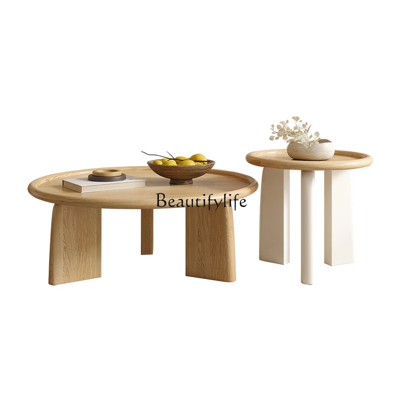 Solid wood coffee table cream style living room household simple small table combination small apartment
Solid wood coffee table cream style living room household simple small table combination small apartment