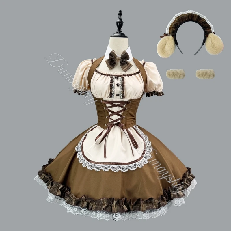 Shiba Inu Inspired Maid Lolita Dress Cosplay Set Brown Beige Maid Lolita Dress With Shiba Ears & Tail Corset Waist Plus Size
Shiba Inu Inspired Maid Lolita Dress Cosplay Set Brown Beige Maid Lolita Dress With Shiba Ears & Tail Corset Waist Plus Size